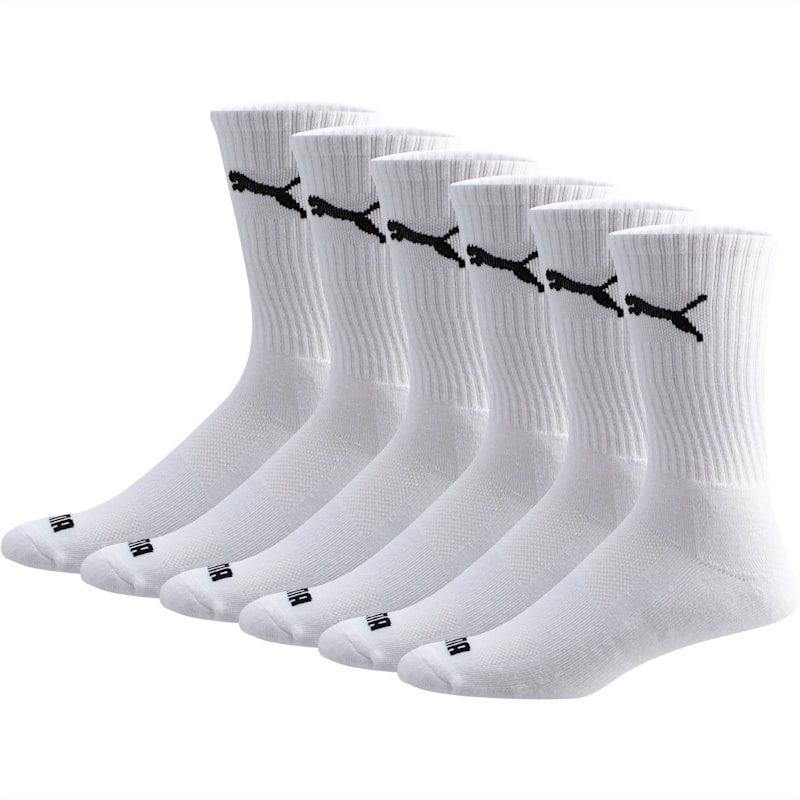 Men's Crew Socks [6 Pack], WHITE / BLACK
